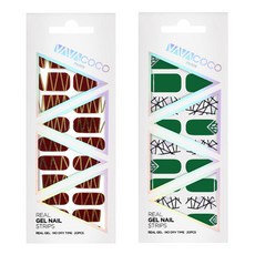 VAVACOCO 印花美甲貼紙, Techno Autumn Red+Broken Glass Green, 1個