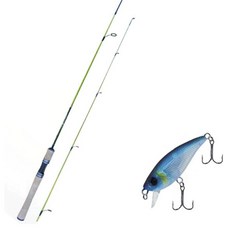 Won Da Ye Green Spinning路亞竿 602UL+Damiki Mu 45 SP硬餌 226H GHOST+收納包, 1套