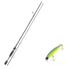 Youngkwu產業擬餌竿 Blue Force Starzen S63L+Damiiki硬餌X Serpent 75(206D MAT TIGER), 1套