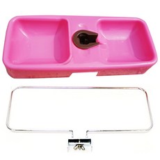 펫존 강아지 2구 식기, 핑크, 1개