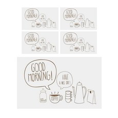 aryko 咖啡圖案透明廚房瓷磚防污貼紙, 5件