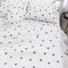 CHOUETTROOM 點點印花絎縫泡泡紗夏季薄被, 白色的