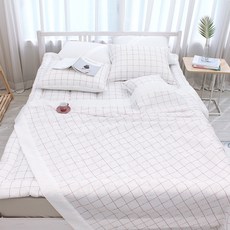 CHOUETTROOM 簡約方格泡泡紗夏季單層被寢具組