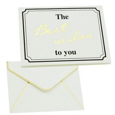 Donna&deco 迷你卡片 10入 best wishes + 燙金信封 10入, 混合顏色, 1套
