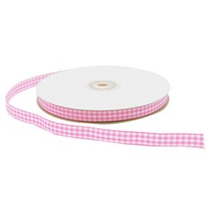 DONNA&DECO 格紋緞帶 1cm*45m, 淺粉色, 1個