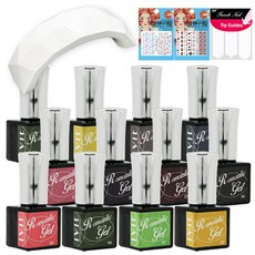 SHe MAERYO Eyebit 浪漫版凝膠指甲套組 A, 彩色凝膠 5ml 12p + 燈 + 提示指南 + 貼紙, 1套