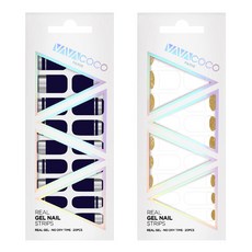 VAVACOCO 凝膠指甲貼片組 混搭鏡面 + 混搭半月亮片, 1 藍莓海軍藍, 4 白色, 1個
