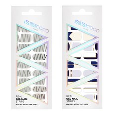 BABACOCO 凝膠美甲貼片 混搭科技 + 混搭可愛雙色, 摩登灰, 藍色, 1個