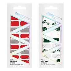 바바코코 젤네일 스트립 스티커 믹스매치 커브크리스탈 2p 세트, 믹스매치 커브크리스탈 스칼렛레드, 플랜트 그린, 1개