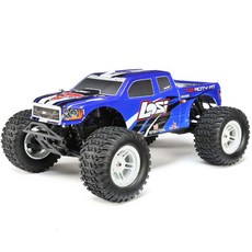 TEAMLOSI 1/10 4WD Tenacity 몬스터 Truck RC카 + AVC 자이로 RTR 버전 조종기, 블루(LOS03012T1), 1개