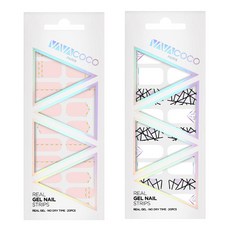 바바코코 젤 네일 스트립 스티커 세트 믹스 매치 다이아몬드 체인 + 믹스 매치 브로큰 글라스, 1 베이비 핑크, 5 화이트, 1개