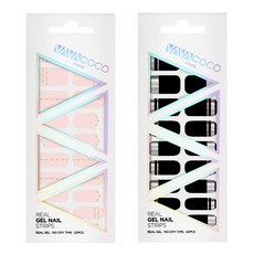 Babacoco 凝膠美甲貼片貼紙組 混搭鑽石鏈 + 混搭鏡面, 1 嬰兒粉, 3 黑色, 1個