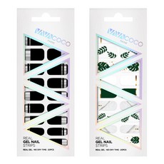바바코코 젤네일 스트립 스티커 믹스매치 미러 2p 세트, 믹스매치 미러 블랙, 플랜트 그린, 1개