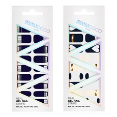 BABAKOKO 凝膠指甲貼片組 混搭鏡面 + 混搭愛心月牙, 1個, 1 藍莓海軍藍, 1 海軍藍
