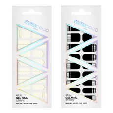 바바코코 젤 네일 스트립 스티커 세트 믹스 매치 다이아몬드 체인 + 믹스 매치 미러, 2 바닐라, 3 블랙, 1개