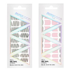 BABACOCO 凝膠美甲貼片貼紙套組 混搭Techno + 混搭Lunula亮片, 7 摩登灰, 2 嬰兒粉, 1個