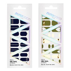 바바코코 젤 네일 스트립 스티커 세트 믹스 매치 다이아몬드 체인 + 믹스 매치 하트 루놀라, 3 블루베리 네이비, 2 카키, 1개