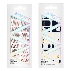 VAVACOCO 混搭凝膠指甲貼組 Techno + 愛心月牙, 嬰兒粉,海軍藍, 1個