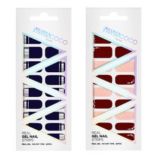 VAVACOCO 混搭凝膠美甲貼 鏡面 + 弧形水晶, 藍莓海軍藍 + 勃根地紅, 1個