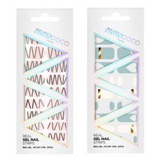 VAVACOCO 凝膠美甲貼片組, 嬰兒粉(混搭電音), 天空藍(混搭愛心盧諾拉), 1個