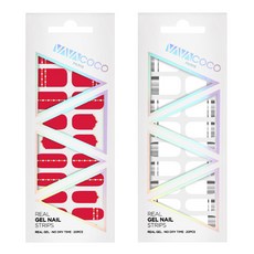 바바코코 젤 네일 스트립 스티커 세트 믹스 매치 다이아몬드 체인 + 믹스 매치 미러, 4 스칼렛 레드, 2 화이트, 1개