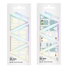 Barbacoco Gel Nail Strip 貼紙套組 Mix Match 鑽石鏈 + Mix Match Heart Lunola, 2 Vanilla+3 Sky, 1組