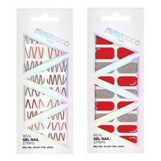 BABACOCO 凝膠美甲貼片貼紙 混搭Techno + 混搭曲線水晶, 嬰兒粉, 猩紅色, 1個