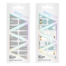 바바코코 젤네일 스트립 스티커 믹스매치 미러 2p 세트, 믹스매치 미러 그레이, 하트루놀라 스카이, 1개