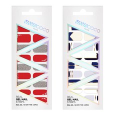 바바코코 젤네일 스트립 스티커 믹스매치 커브크리스탈 2p 세트, 믹스매치 커브크리스탈 스칼렛레드, 큐티투톤 블루, 1개