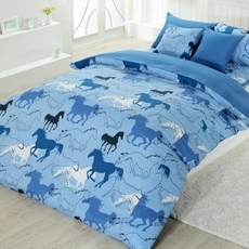 보드래 순면 유니크 홑이불커버, 홀스블루