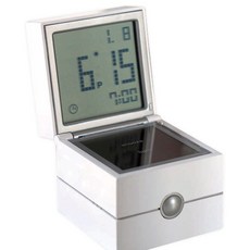 摺疊收納式液晶桌鐘 LR113, 白色的