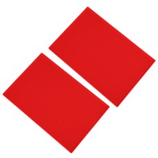 Block Mart 廚房瀝水墊 餐具杯子乾燥墊 45 x 30 x 1 cm, 1層, 紅色, 2個