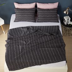 BODRE 夏季素色花紋聚酯纖維薄被, 木炭