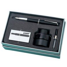 德國 LAMY Studio 黑色鋼筆瓶裝墨水禮品套組, 黑色, EF