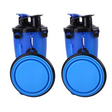 aryko Drmini 貓狗雙水食品瓶 700ml + 折疊碗, 藍色, 2套