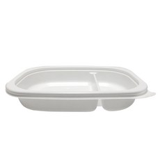 투고팩 2칸 비대칭 사각 일회용 포장용기 G-2002-2A, 1개입, 150개