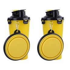 ARYKO DrMini 貓狗兩用飲水餵食瓶 700ml + 折疊碗, 黃色, 2套