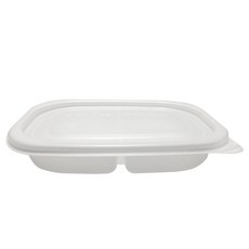 투고팩 2칸 대칭 사각 일회용 포장용기 G-2002-2B + 뚜껑, 100개, 1세트