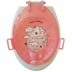 動物圖案硬質把手馬桶蓋 L號, 粉色