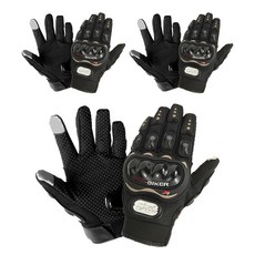 블럭마트 PRO BIKER 오토바이 터치 장갑 3p, 블랙