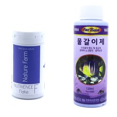 네이쳐팜 뉴트리언스 플레이크 관상어 사료 100ml + 원터치 물갈이제 120ml 세트, 1세트