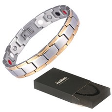 Hottime 男士健康手環 銀色雙金線 10143 + 手環長度調整工具 + 收納盒, 1套