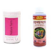 네이쳐팜 뉴트리언스 제너럴 관상어 사료 250ml + 원터치 종합 예방 개선제 120ml 세트, 1세트