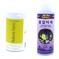 네이쳐팜 뉴트리언스 플레코 칩 관상어 사료 1L + 원터치 물갈이제 120ml 세트, 1세트