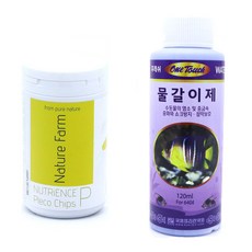 네이쳐팜 뉴트리언스 플레코 칩 관상어 사료 250ml + 원터치 물갈이제 120ml 세트, 1세트
