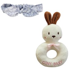 CONY BABY 髮帶搖鈴2件組, 頭帶（紫色），撥浪鼓（兔子）