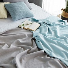 Ein HAUS 素色莫代爾棉三重編織薄被, 藍色