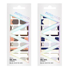 VAVACOCO 凝膠美甲貼 2入 混搭可愛雙色灰粉色套組, 可愛雙色灰粉色, 可愛雙色藍, 1個