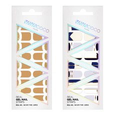 VAVACOCO 凝膠指甲貼 2入組, Lunola亮粉棕色, 可愛雙色藍, 1個
