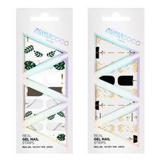 VAVACOCO 凝膠美甲貼 2入 混搭植物深棕色套組, 植物深棕色, 時尚星星金黑色, 1個